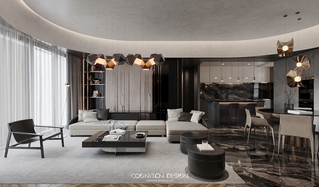 青埔京懋睿和豪宅設計分享圖，大理石奢華開放式客廳