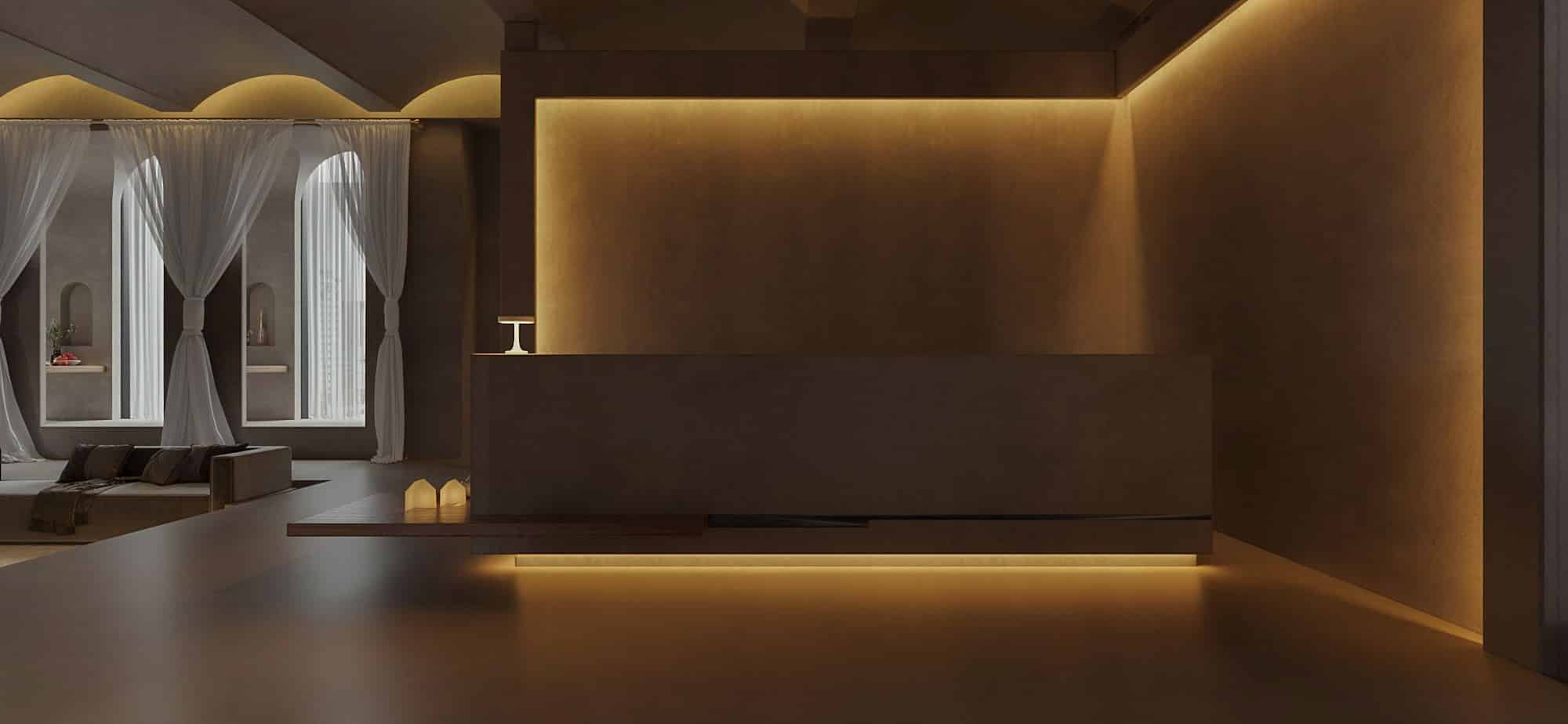 空間色調以米灰色特殊漆與白色為主,營造一種感性、放鬆的氛圍感