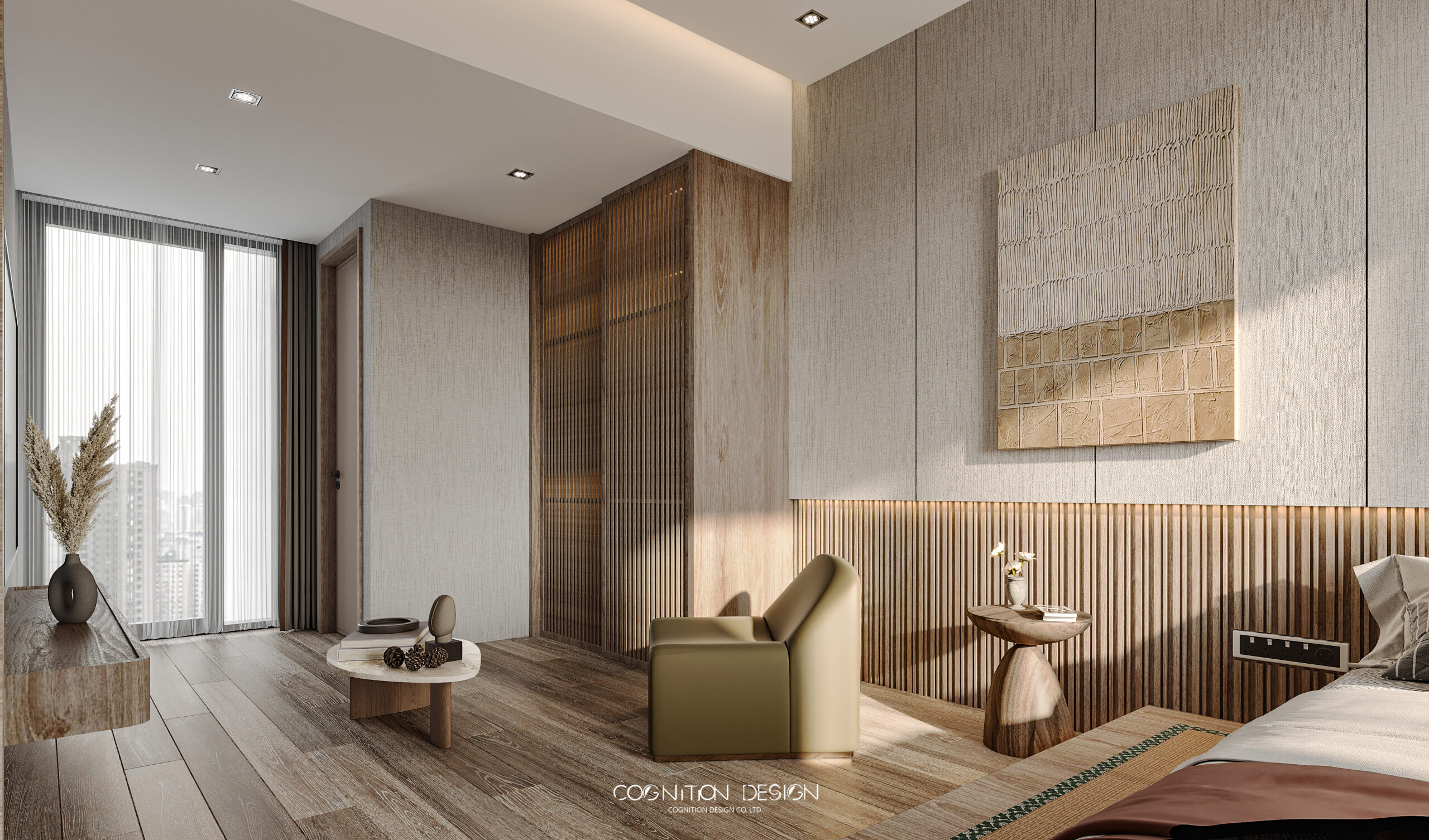 臥室空間設計搭配上有質感的木地板讓人更加放鬆