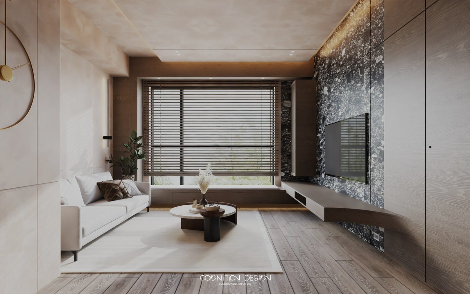 現代日式室內設計風格,不僅大量使用原始肌理如木紋等溫潤材質,更選用了義大利頂極特殊漆