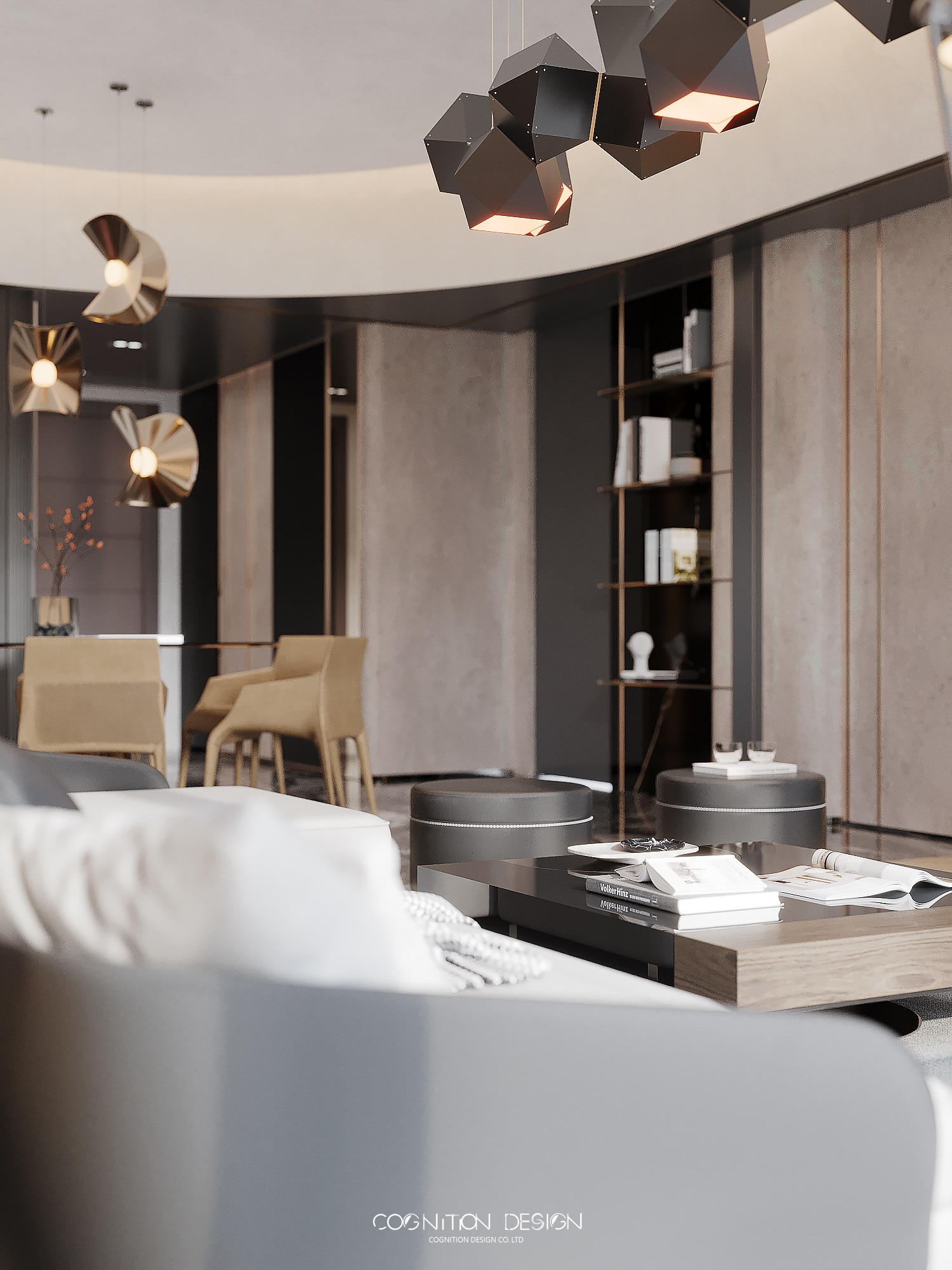 全毛胚屋設計裝潢案例,客廳設計細節圖,導入線條幾何等元素