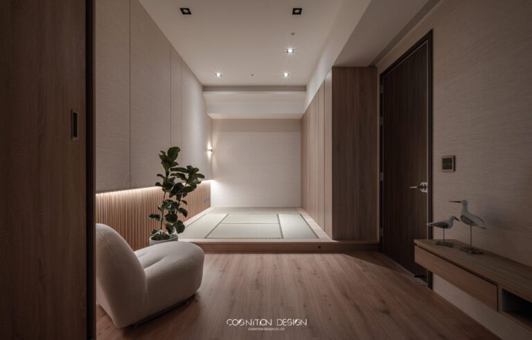 榻榻米、格柵以及木地板的設計，完美展現出日式人文的感受，為生活引入一些禪意、詩意