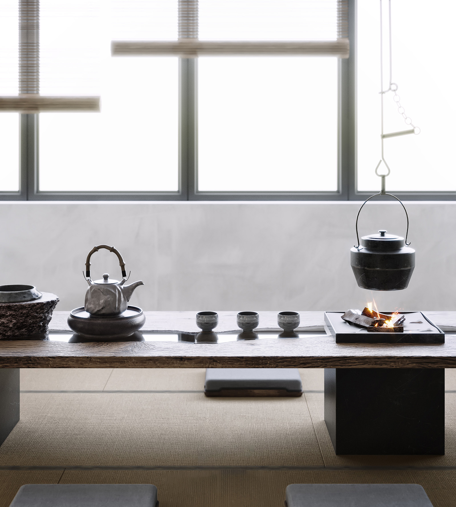 日式風格裝潢茶室以藝術品作為茶具，將茶事的文雅意趣更上一層樓