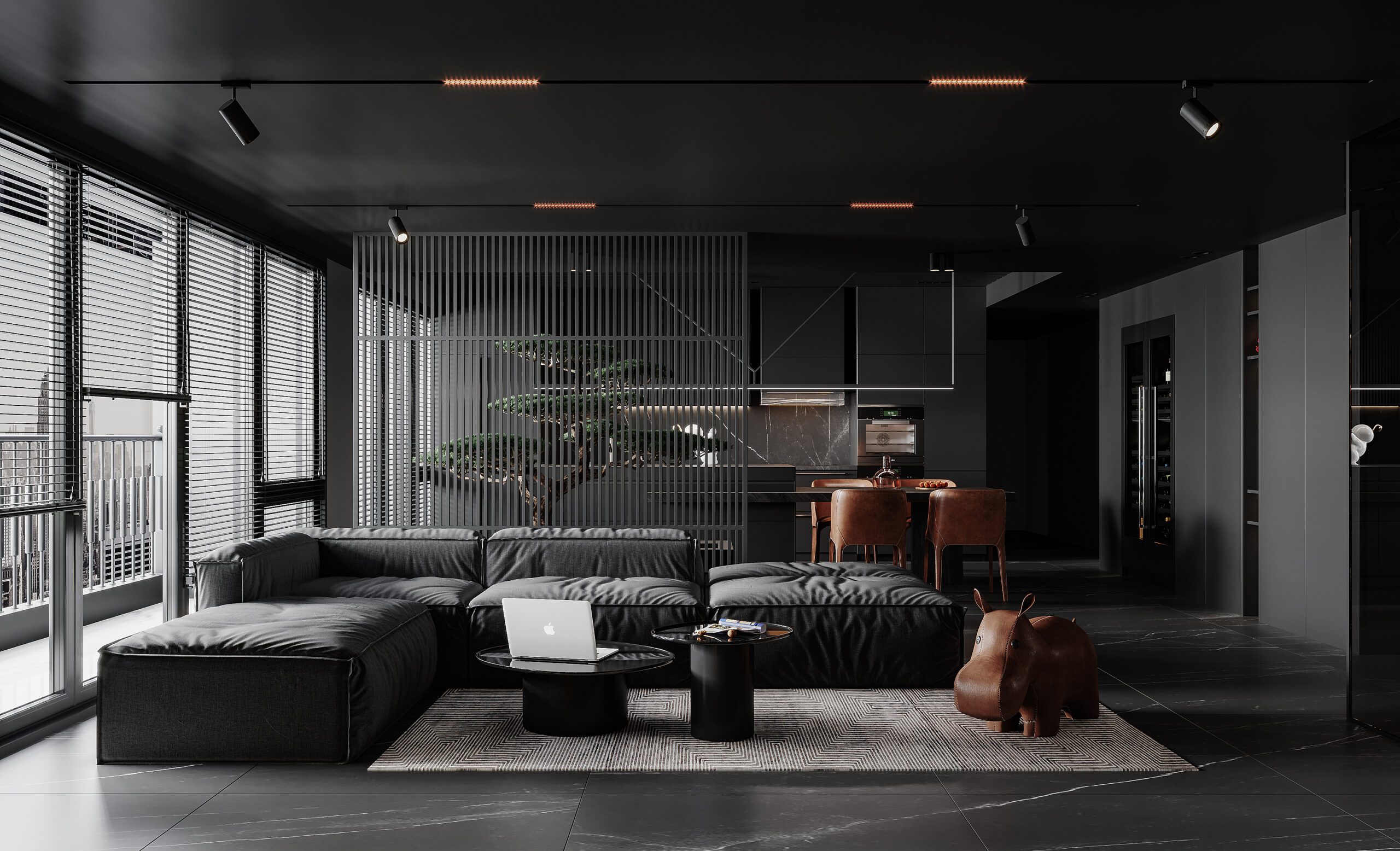 現代極簡黑白灰的客廳設計，流光溢彩的黑灰極簡，理性與高級營造靜謐舒適的氛圍