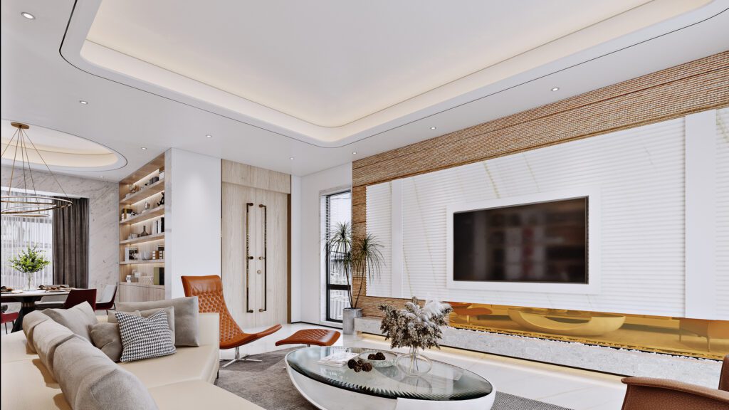 在長型空間中可以設計開放式客餐廳或軟隔斷，避免硬隔斷增加客廳的厚重感