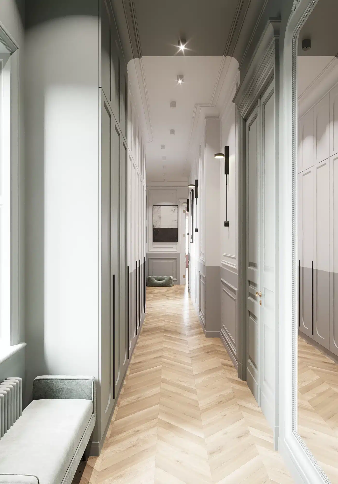 走廊崁入式收納空間設計