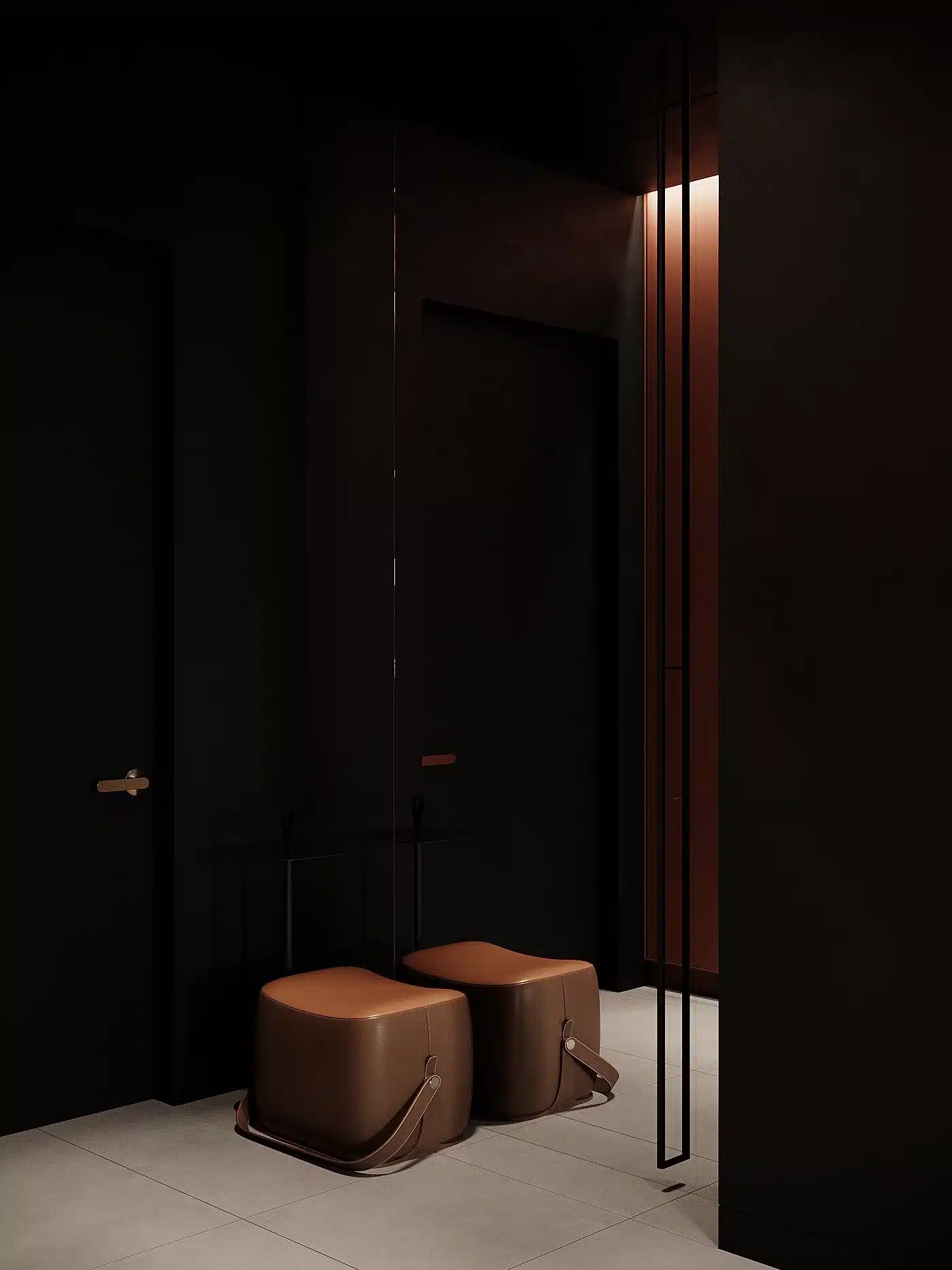 狹長型透天裝潢,現代風玄關玻璃設計