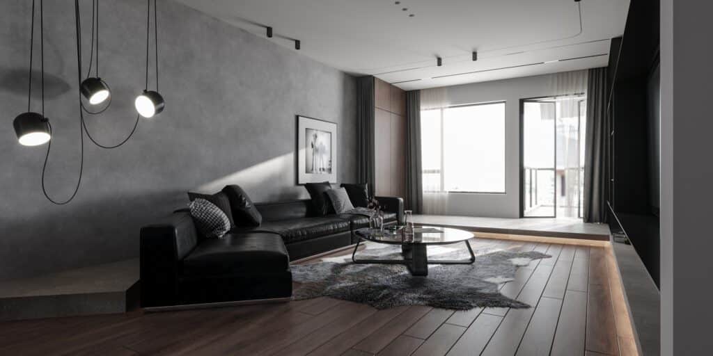 住家空間中刻意使用不規整的空間規劃，除了營造空間感以外，也增加層次