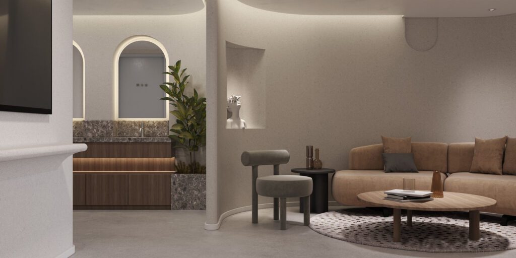 弧形狀的醫美診療空間