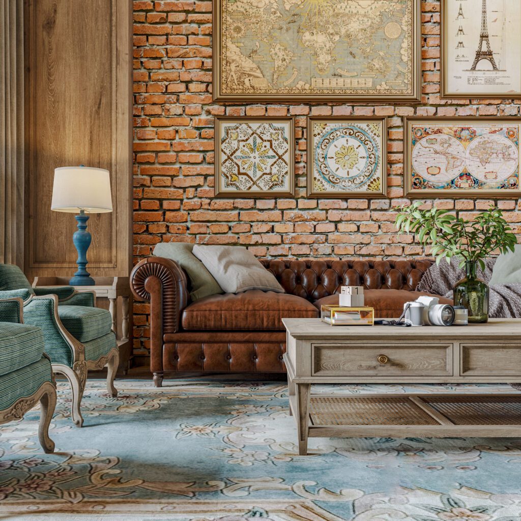 美式空間設計風格分享圖_中古皮沙發