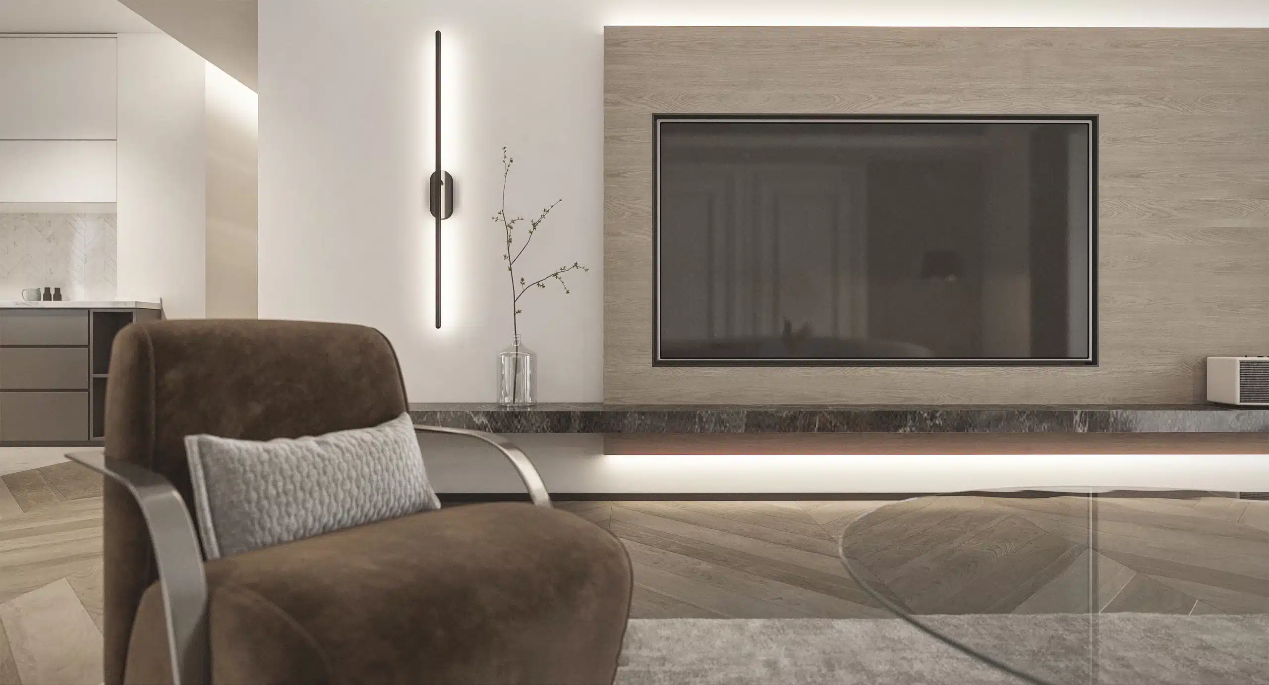 內嵌式電視牆簡約造型裝潢