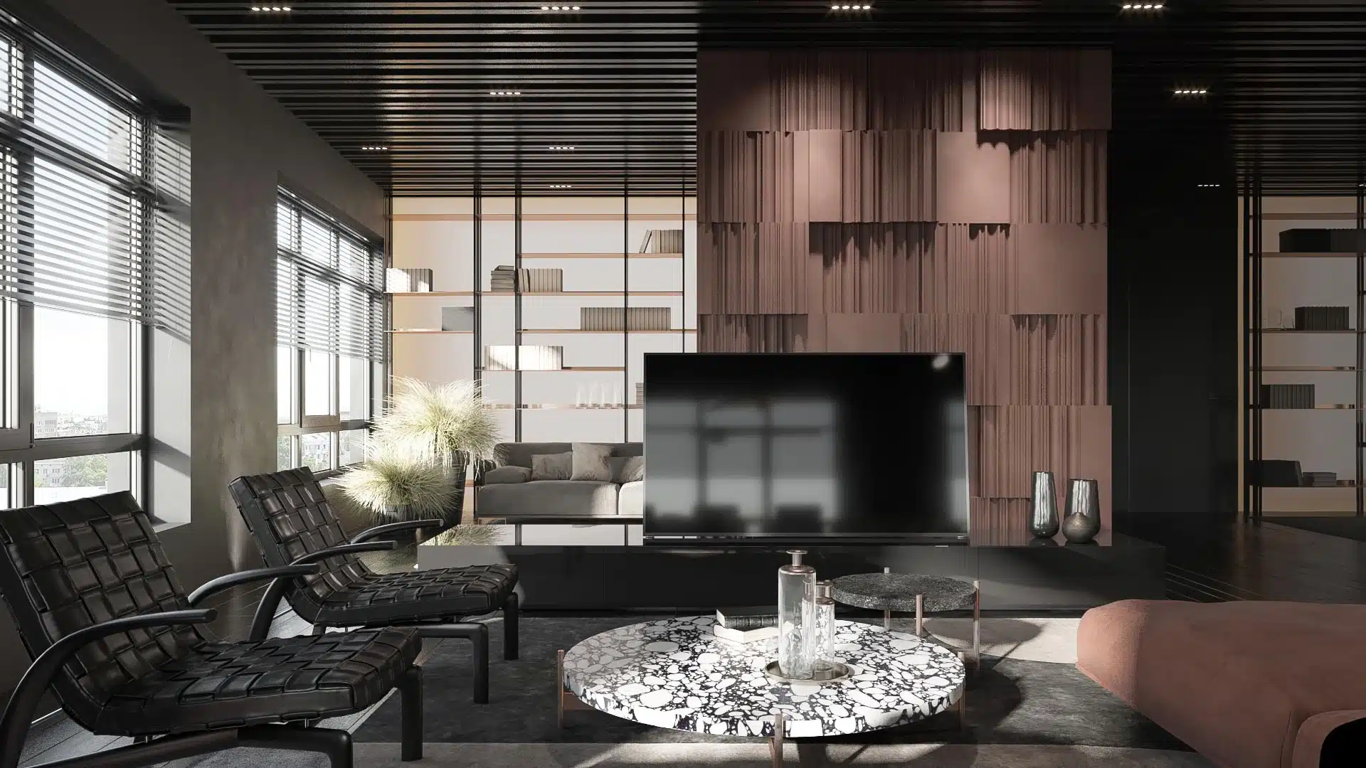 個性工業風樂土水泥質感電視牆