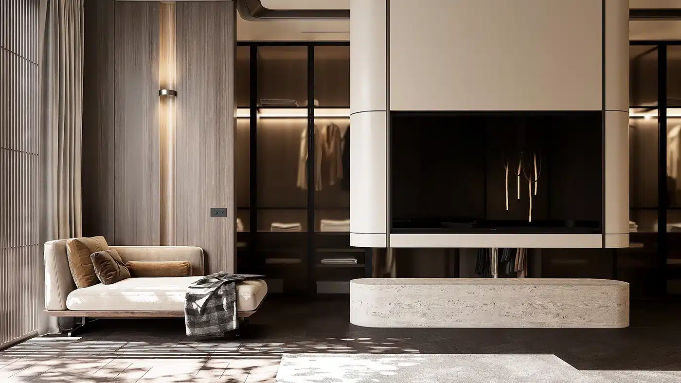 大坪數挑高房間電視背牆設計