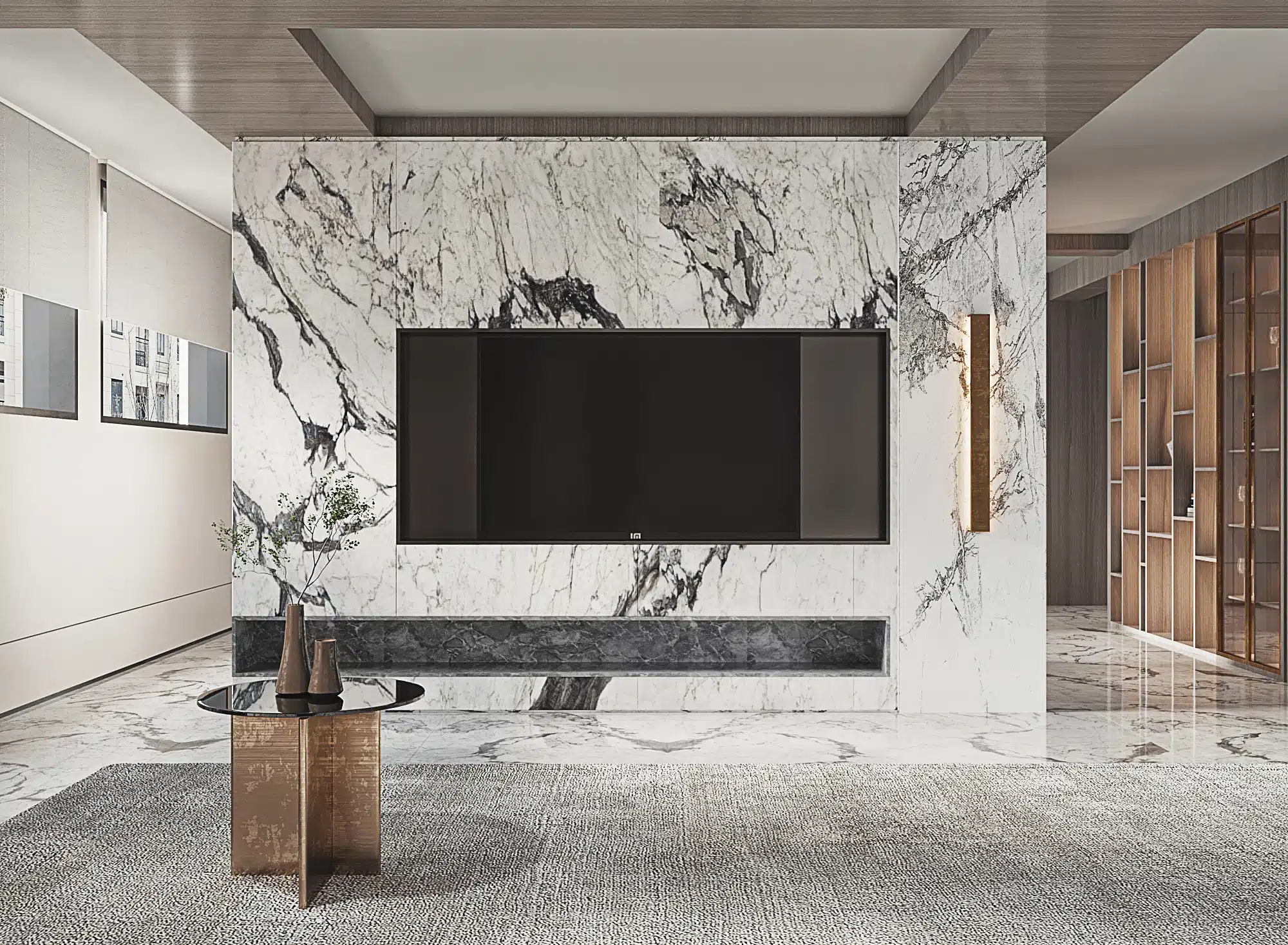 豪宅大理石電視牆裝潢設計作品