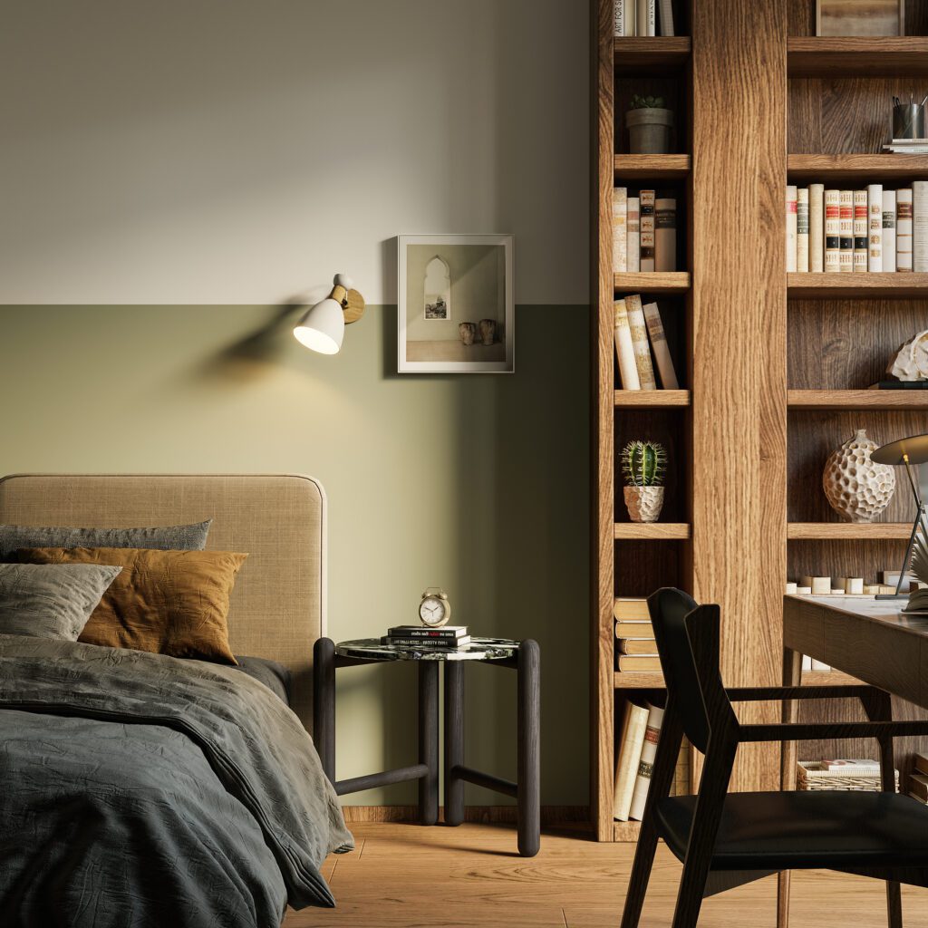 小臥室空間設計風格分享圖_暖綠色調臥室