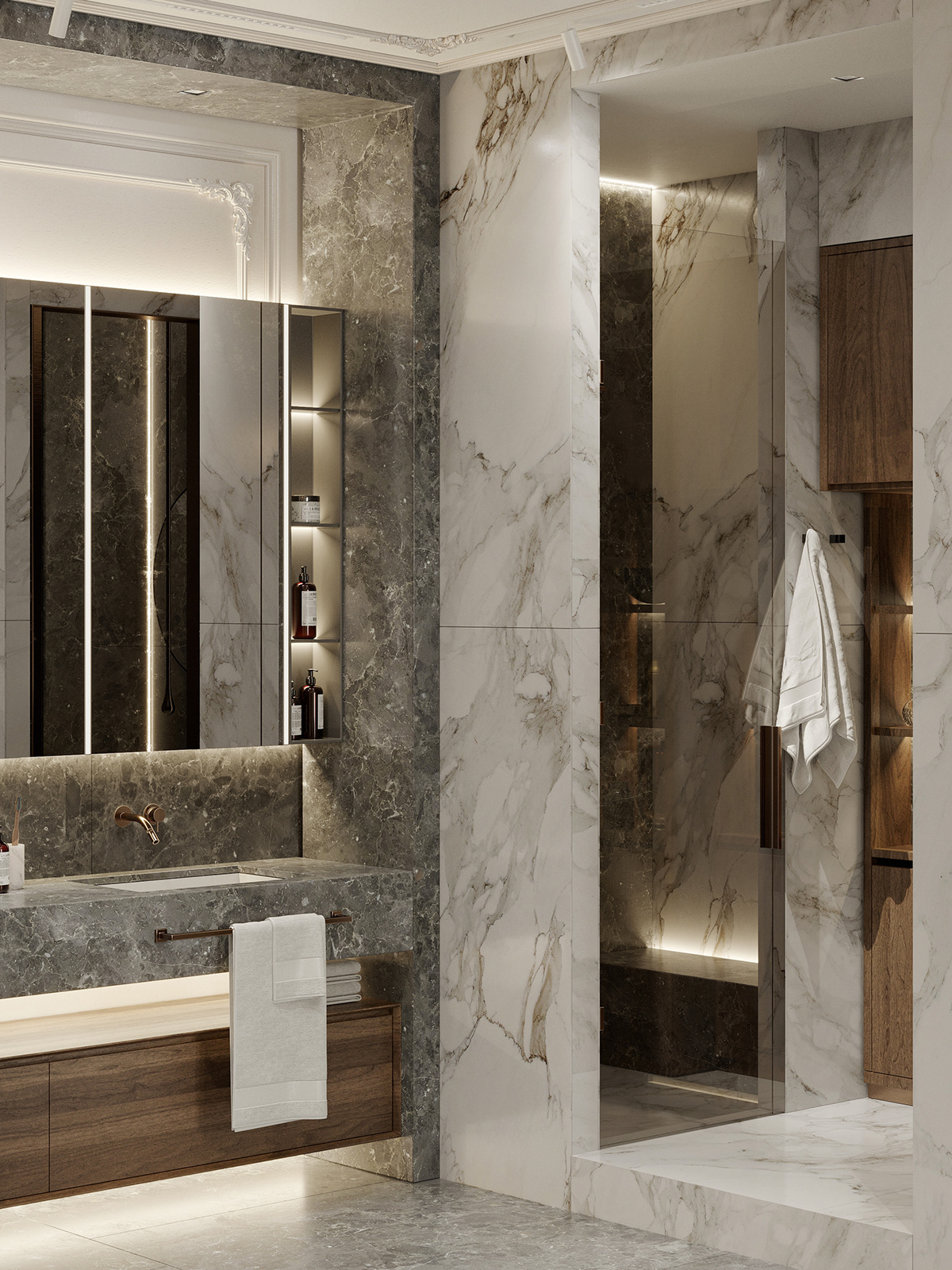 豪宅式浴室設計展現出意式輕奢風質感浪漫到極致