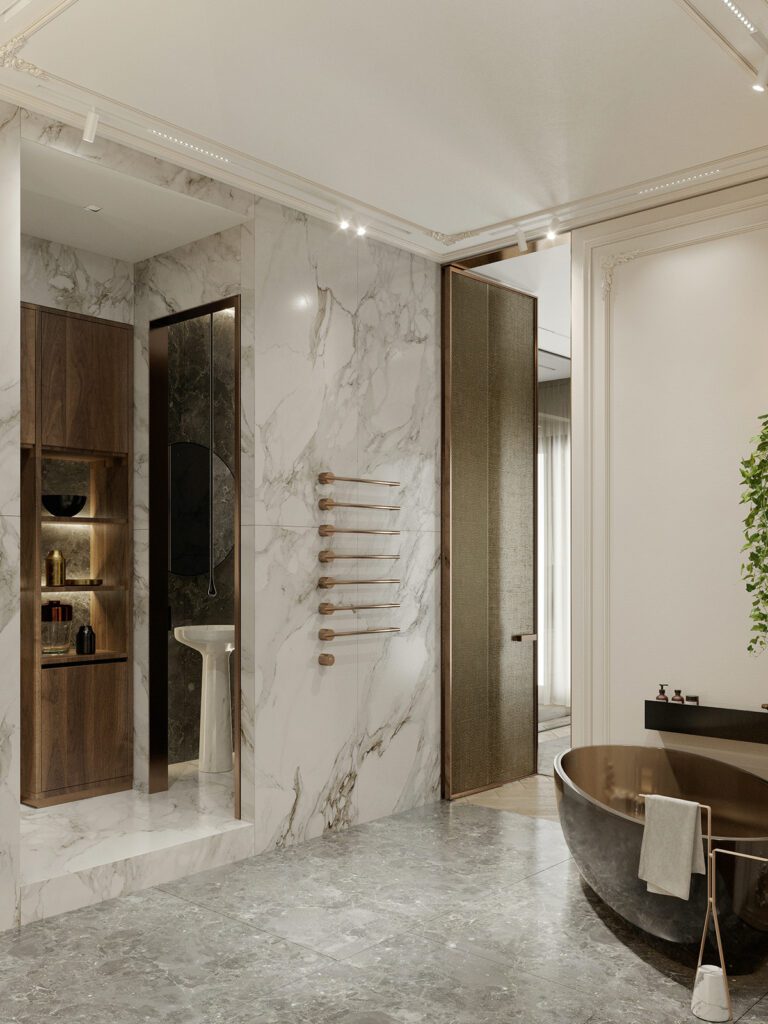 奢華台北浴室風格分享圖_ 大理石搭配金屬衛浴