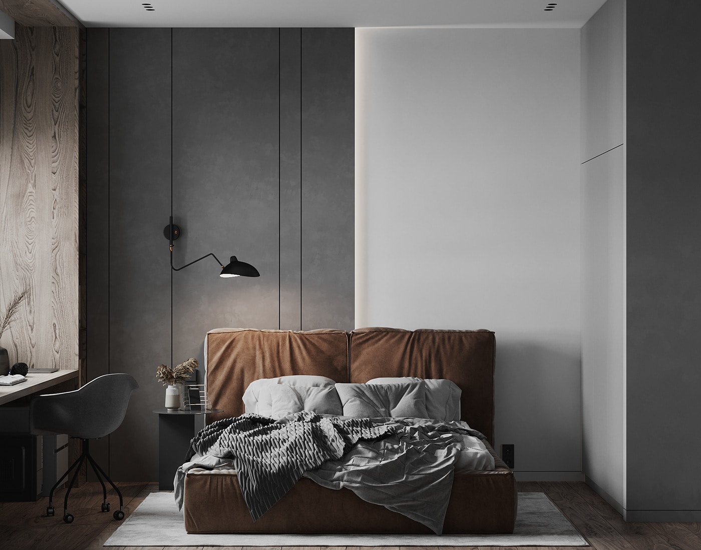 灰白現代簡約風臥室