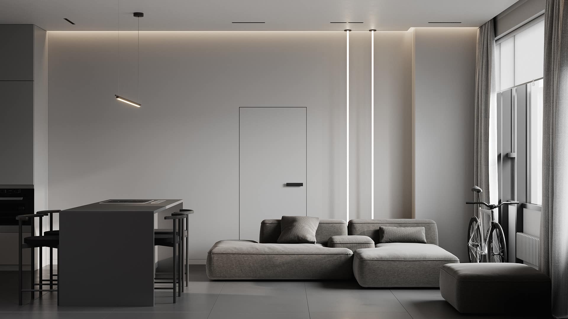 日式極簡灰調客廳