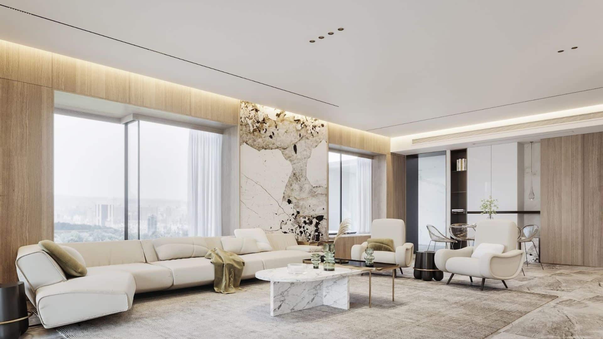 現代風白色大理石低奢客廳