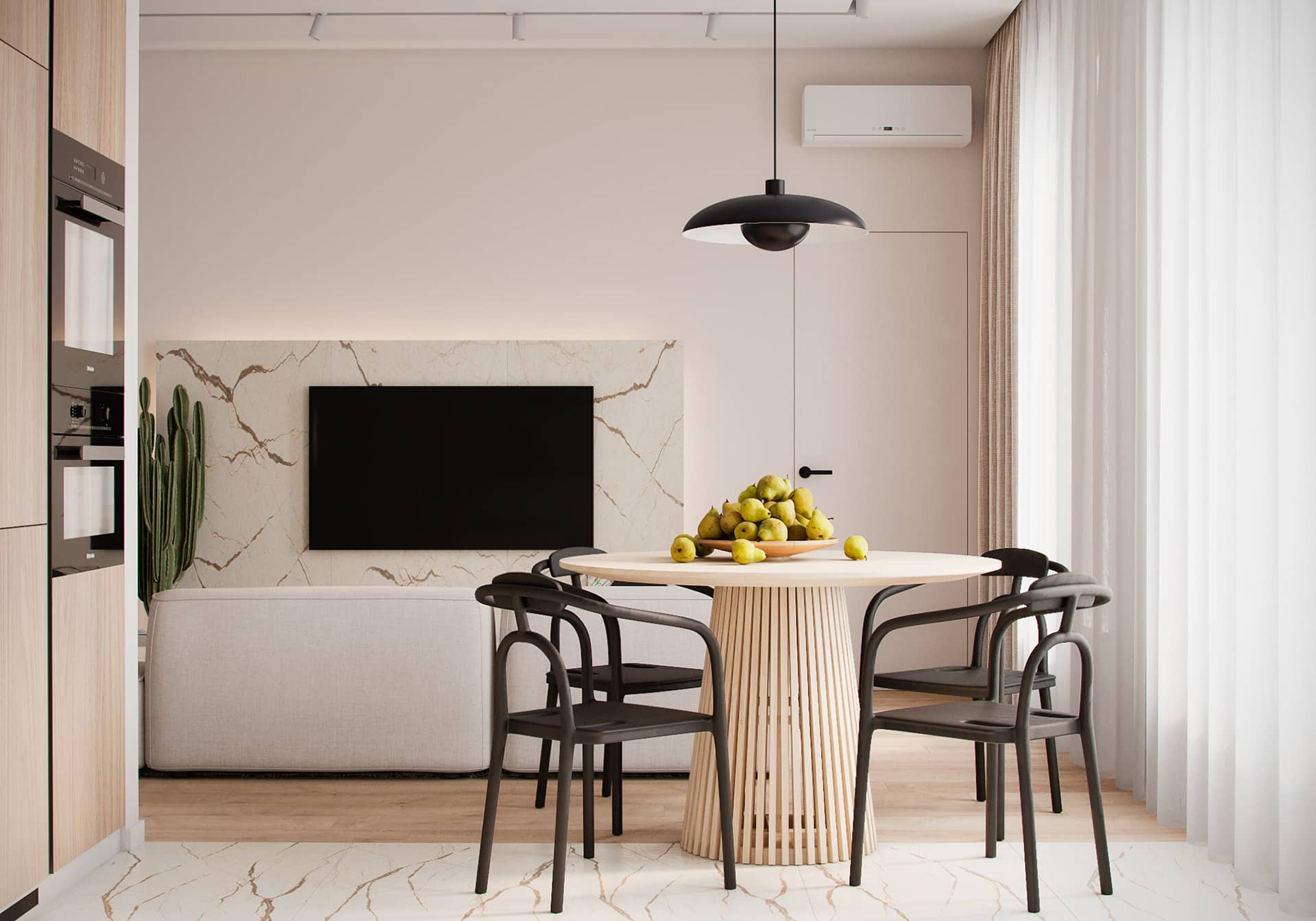 北歐風大理石客餐廳