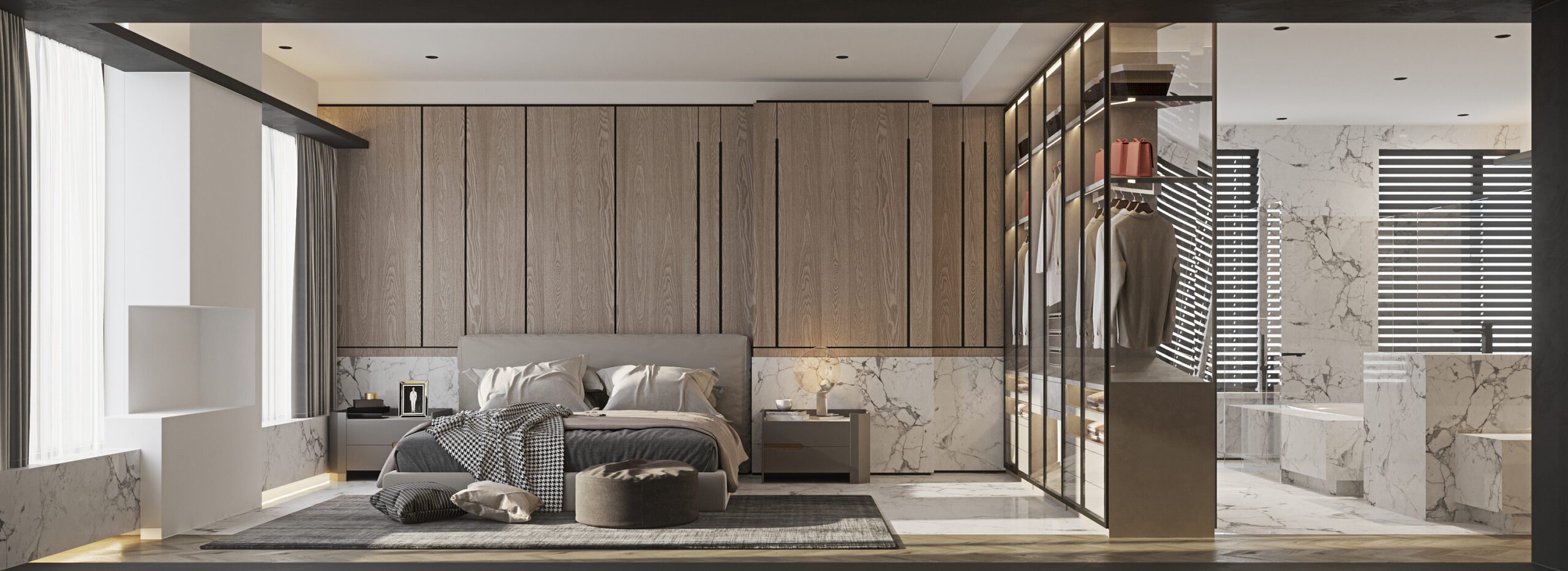 室內設計風格分享圖,豪華白色大理石現代風臥室