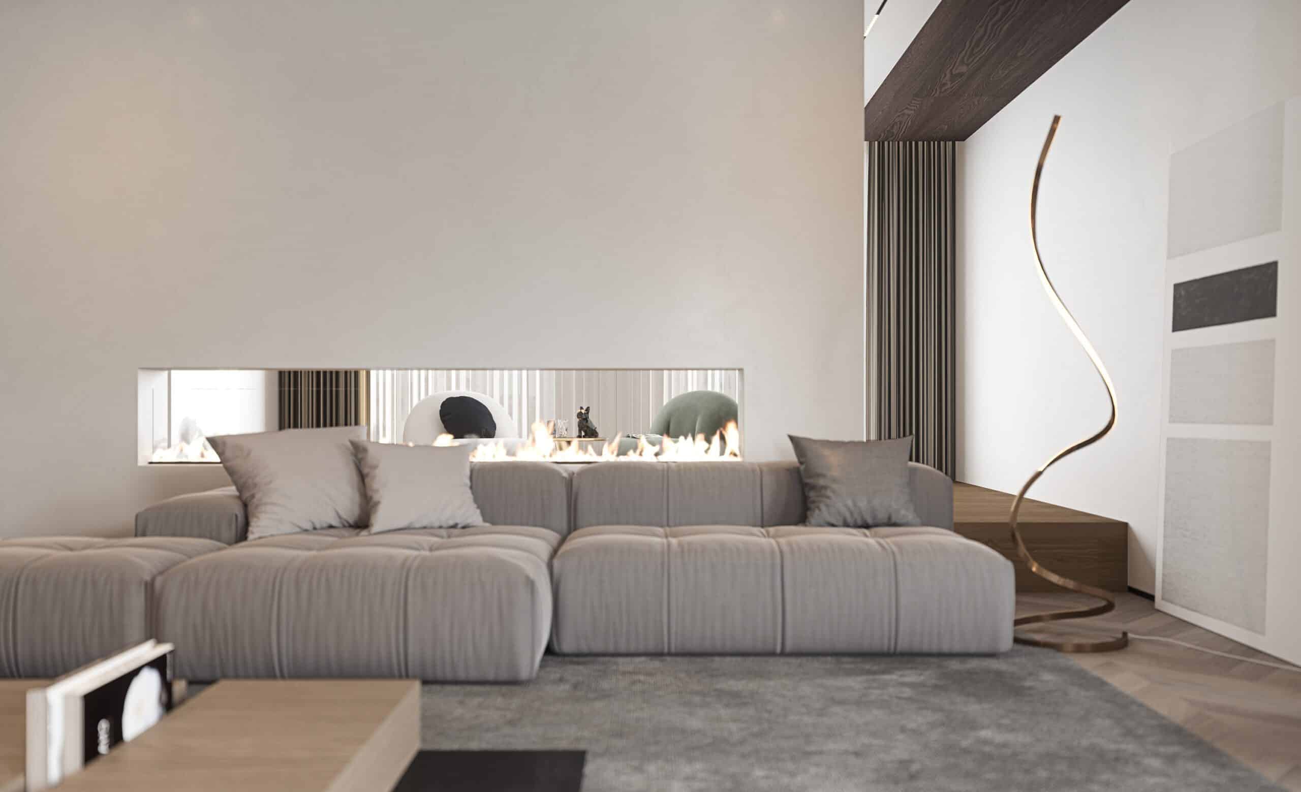 室內設計風格分享圖,極簡風灰米色調客廳