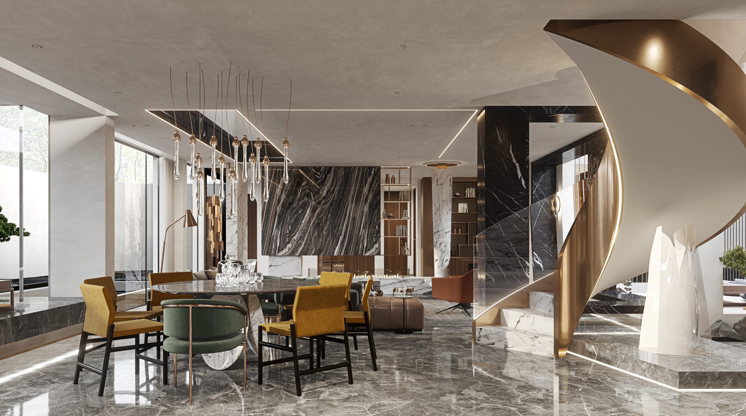 室內設計風格分享圖,現代風大理石奢華客餐廳