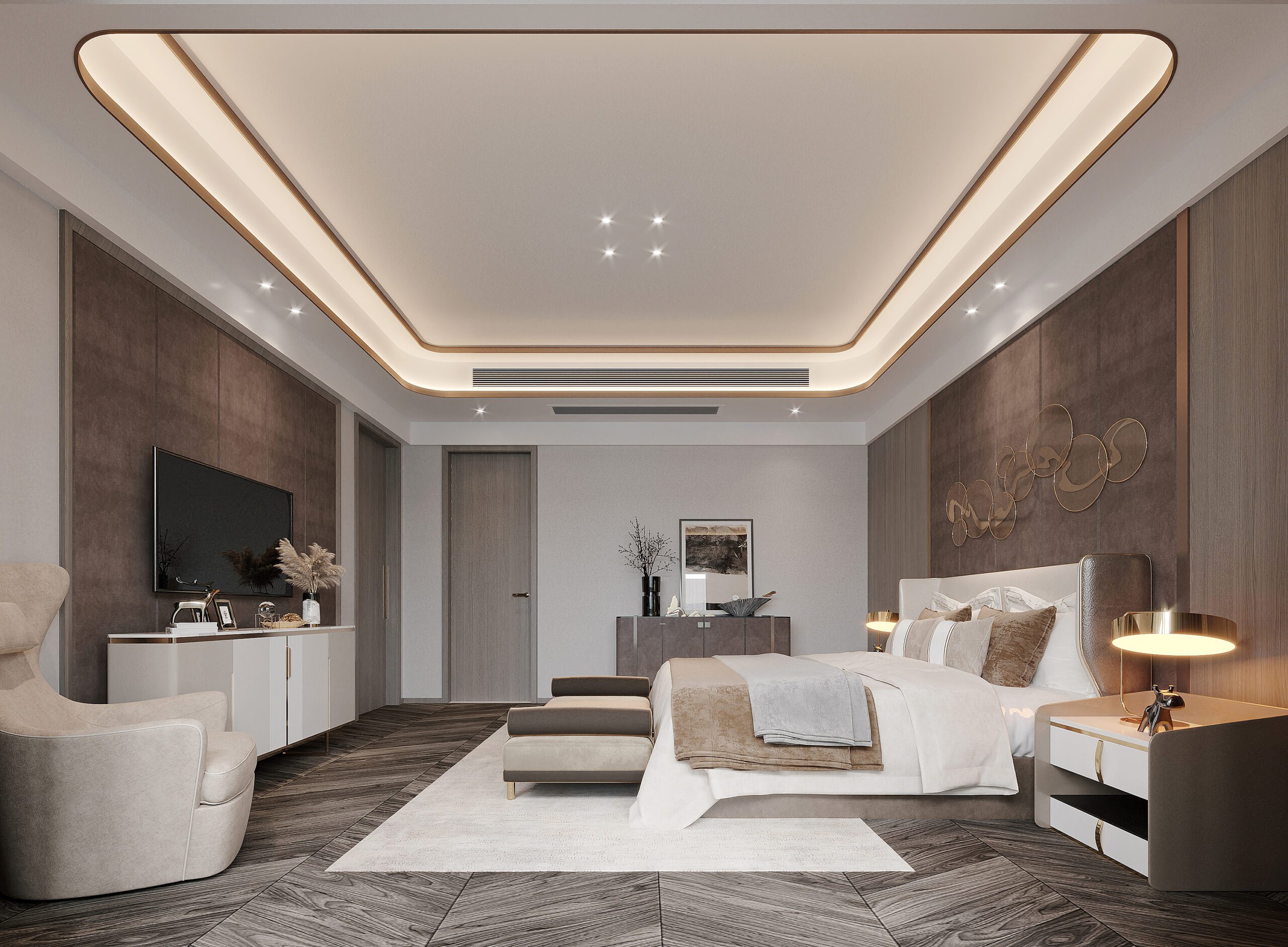 室內設計推薦,清奢風灰米大臥室