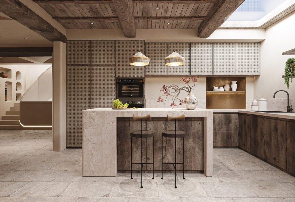 別墅設計風格分享圖，仛寂式設計高挑採光中島