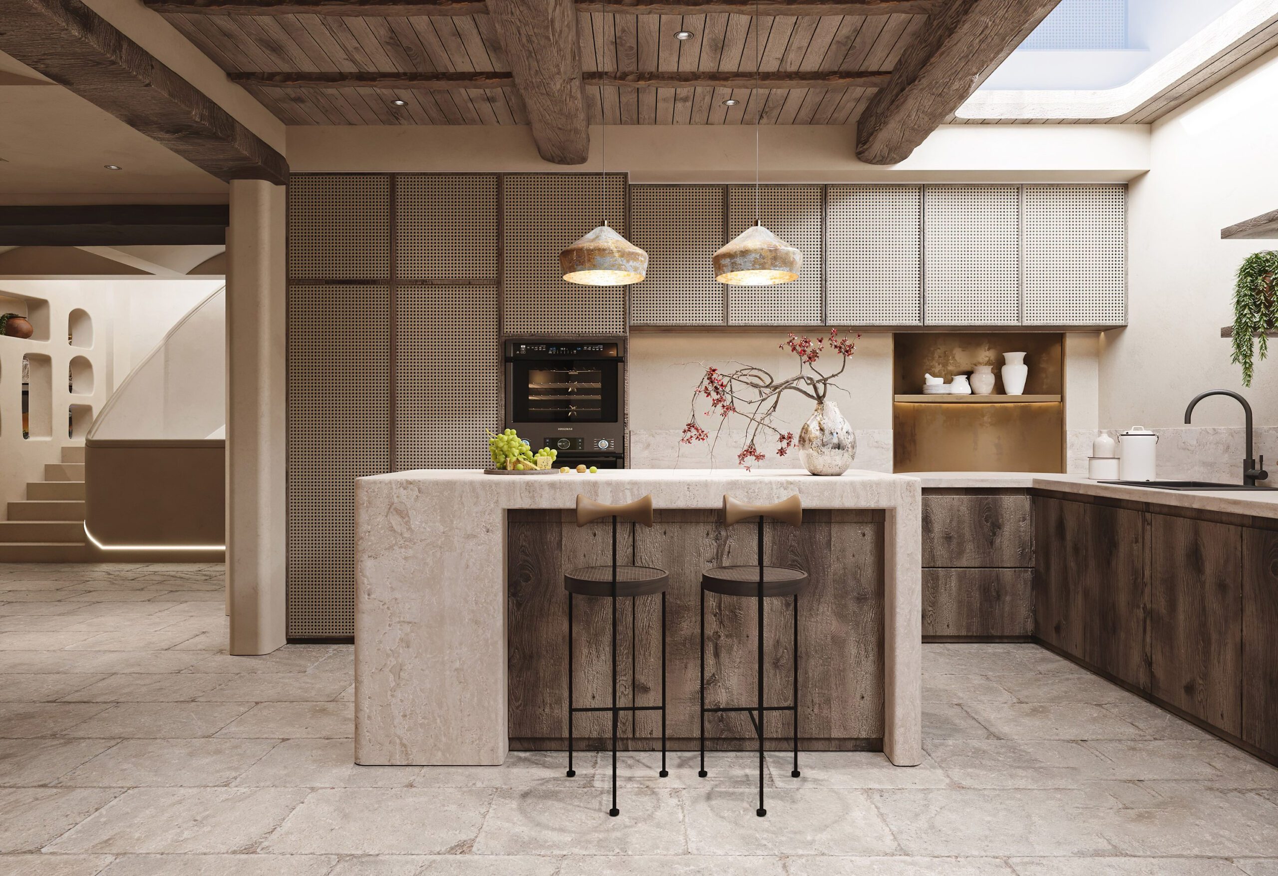 別墅設計風格分享圖，仛寂式設計高挑採光中島