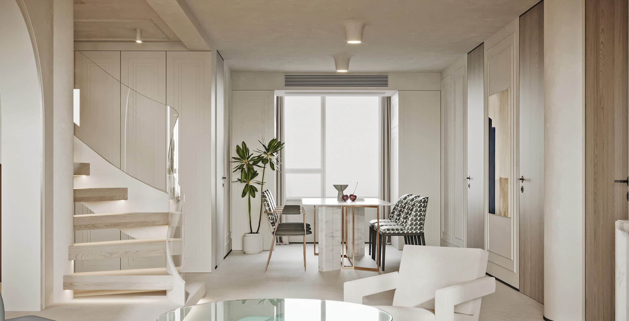 以大理石點綴的北歐木質色調客餐廳