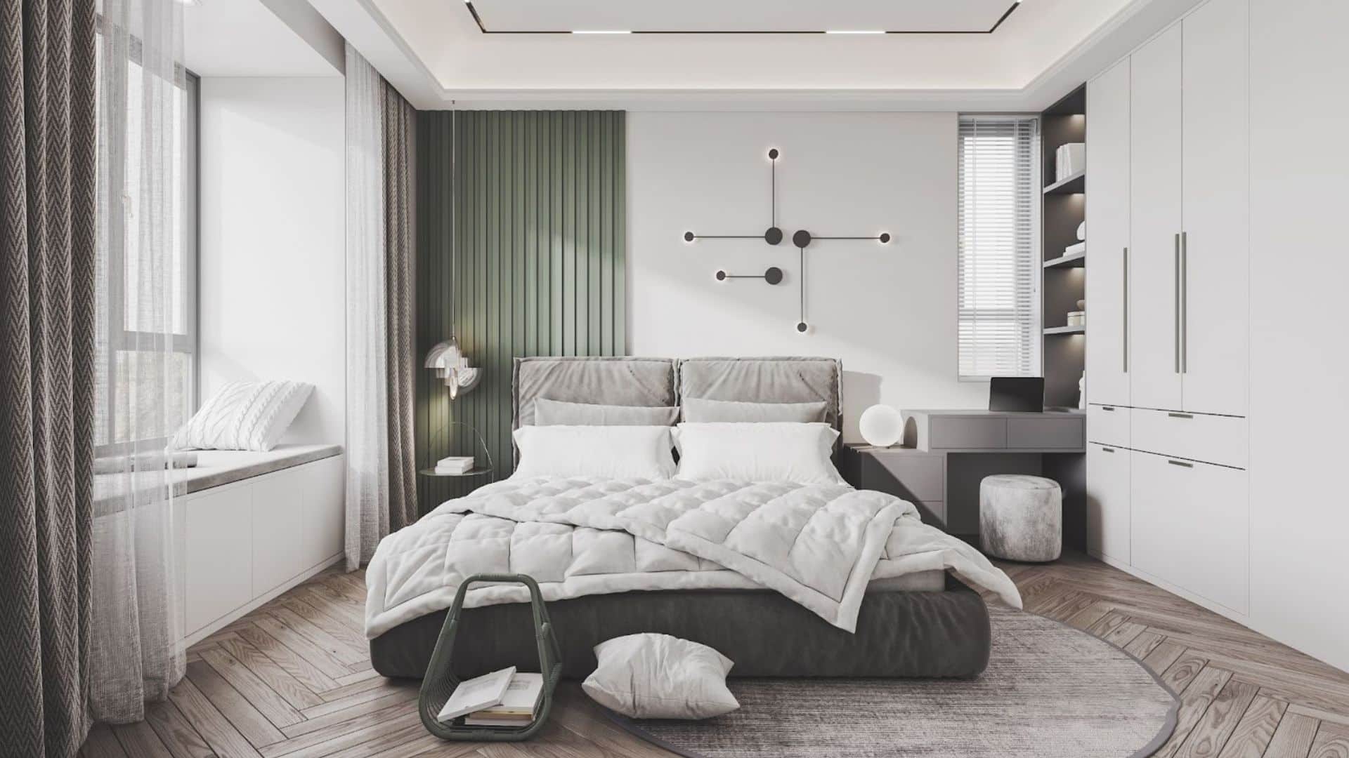 極簡灰白色調臥室分享圖