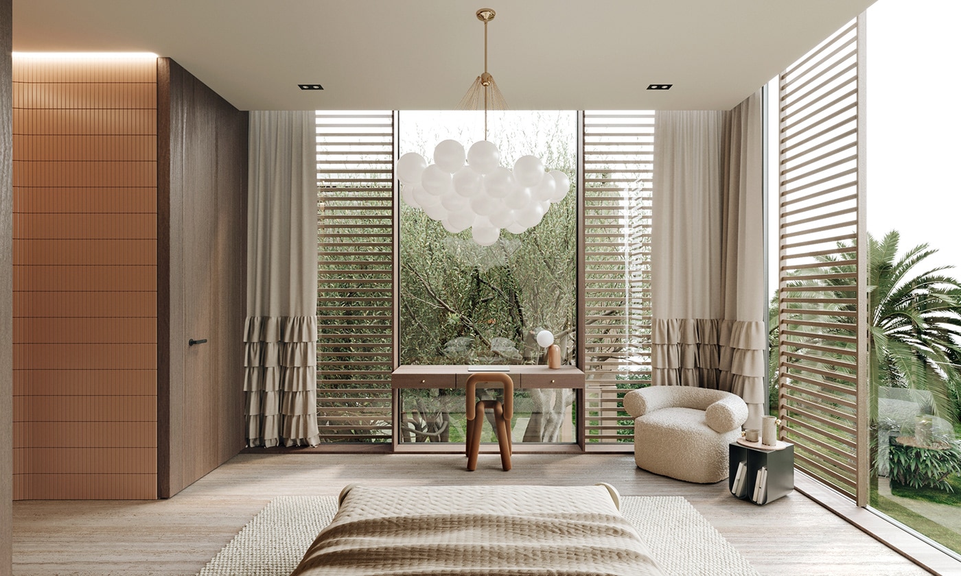 生活習慣影響風格選擇： 考慮寵物與小孩需求、選擇安全圓角家具的設計概念圖。