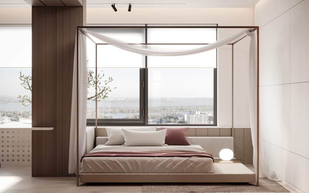 室內裝潢 粉白色調北歐風臥室