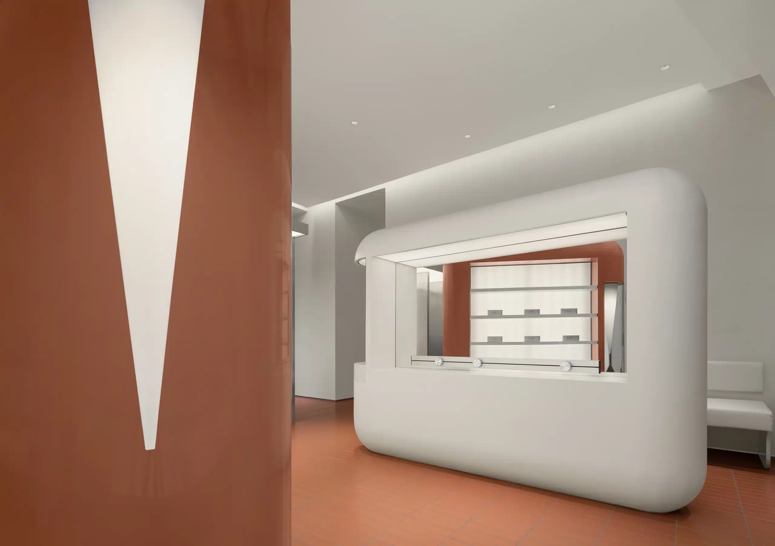 小兒科診所圓角防撞櫃台： 繽紛色彩與安全性兼具的友善設計。