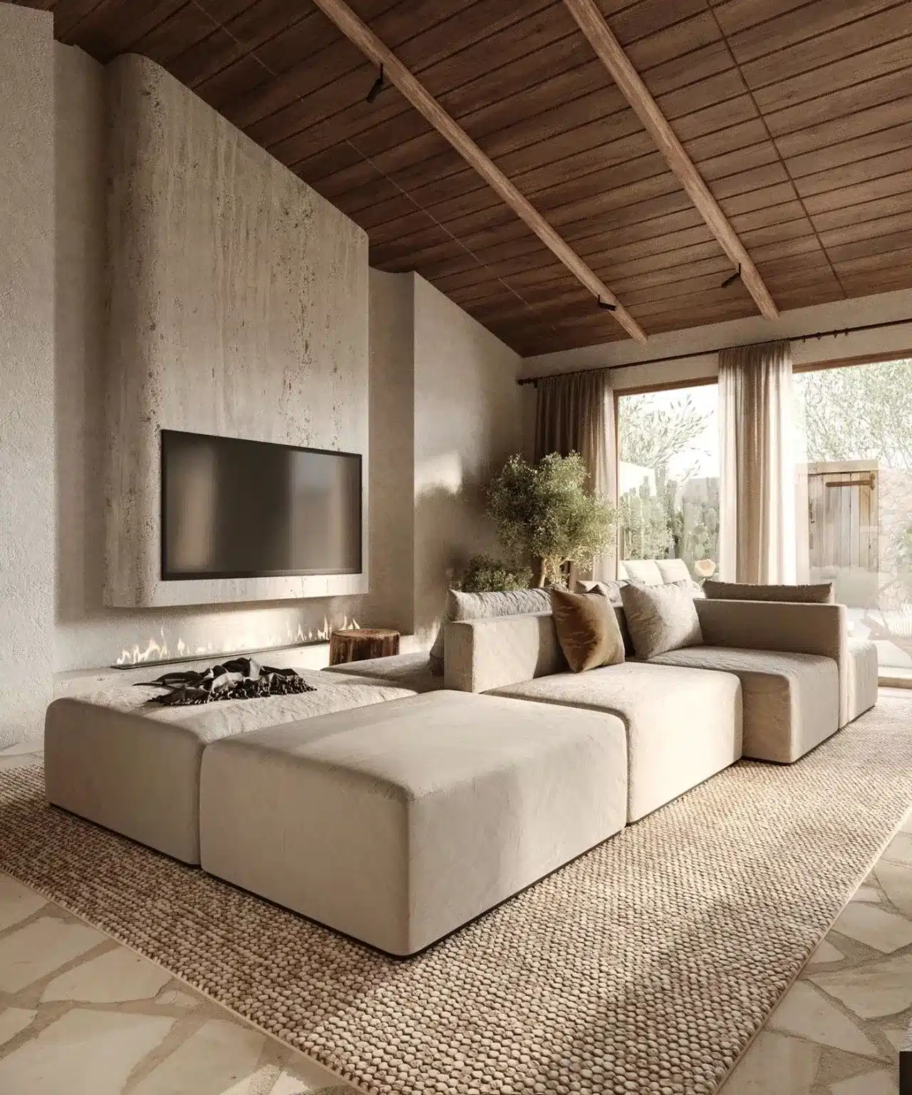 利用劍麻地毯中和台灣老屋磨石子地板的冷硬感,搭配橡木家具展現 Japandi 風格中粗獷與細膩的質地交融。