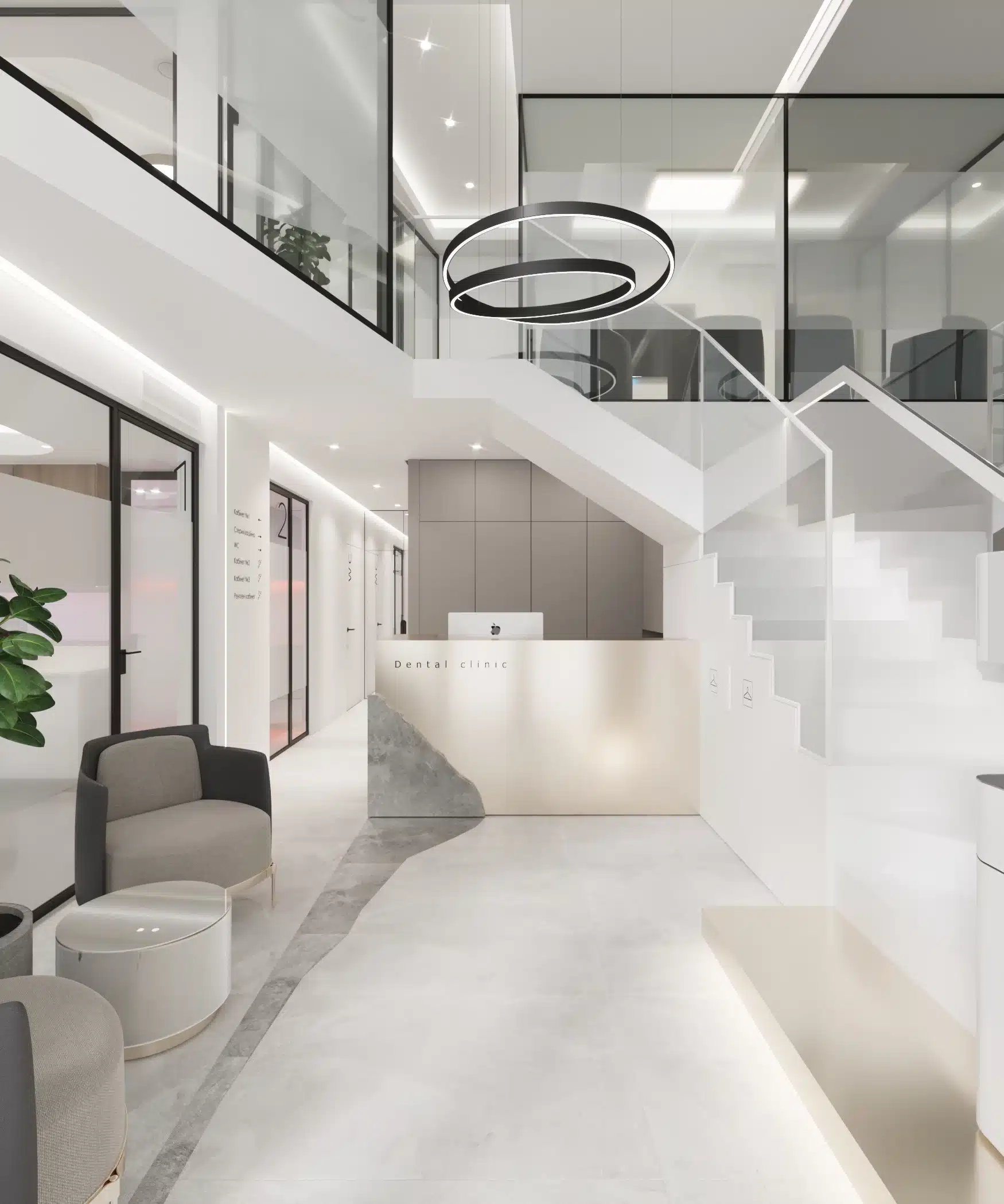 質感奢華的牙醫診所接待櫃檯