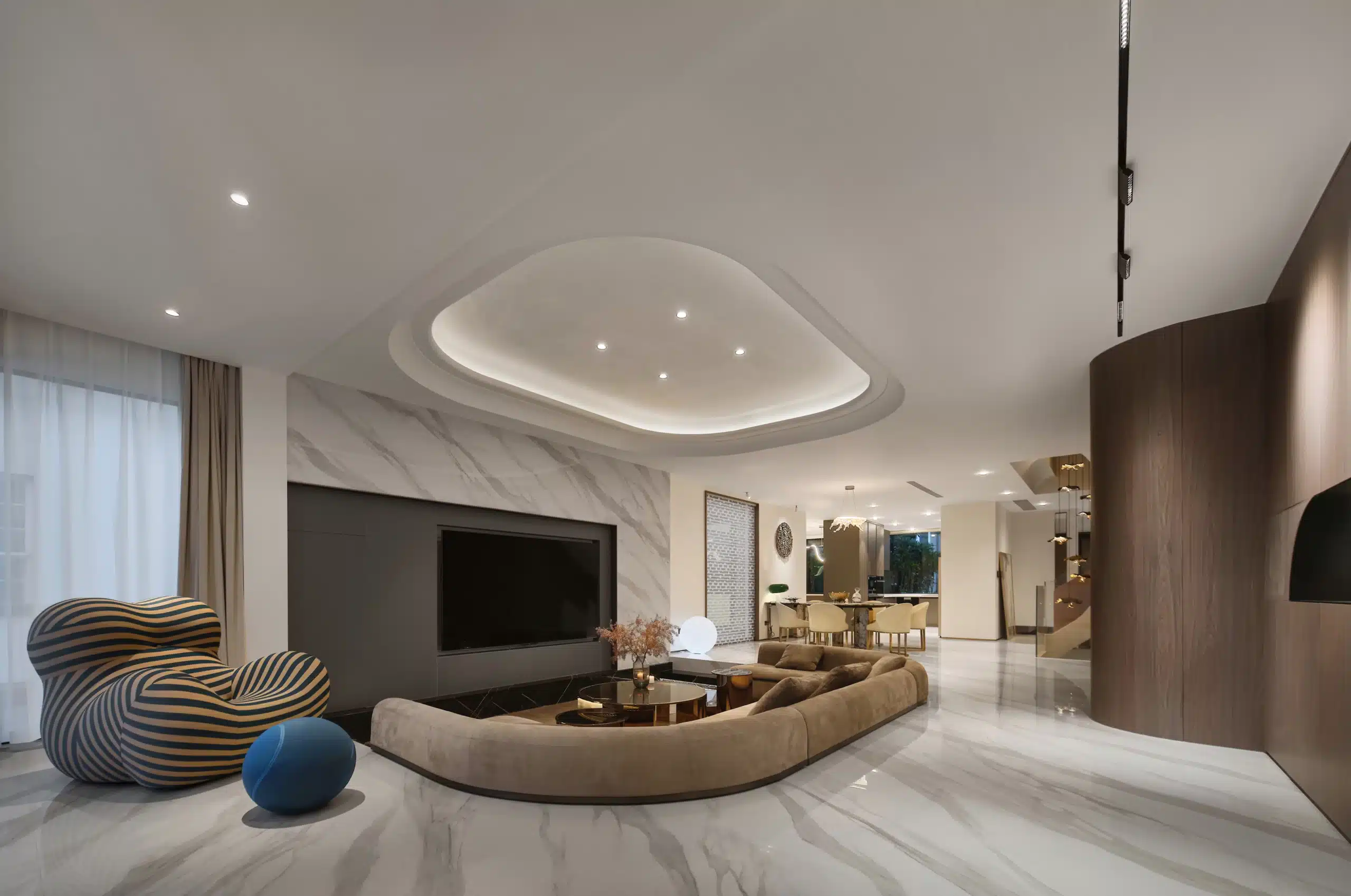 自然現代風圓弧造型客廳參考圖2