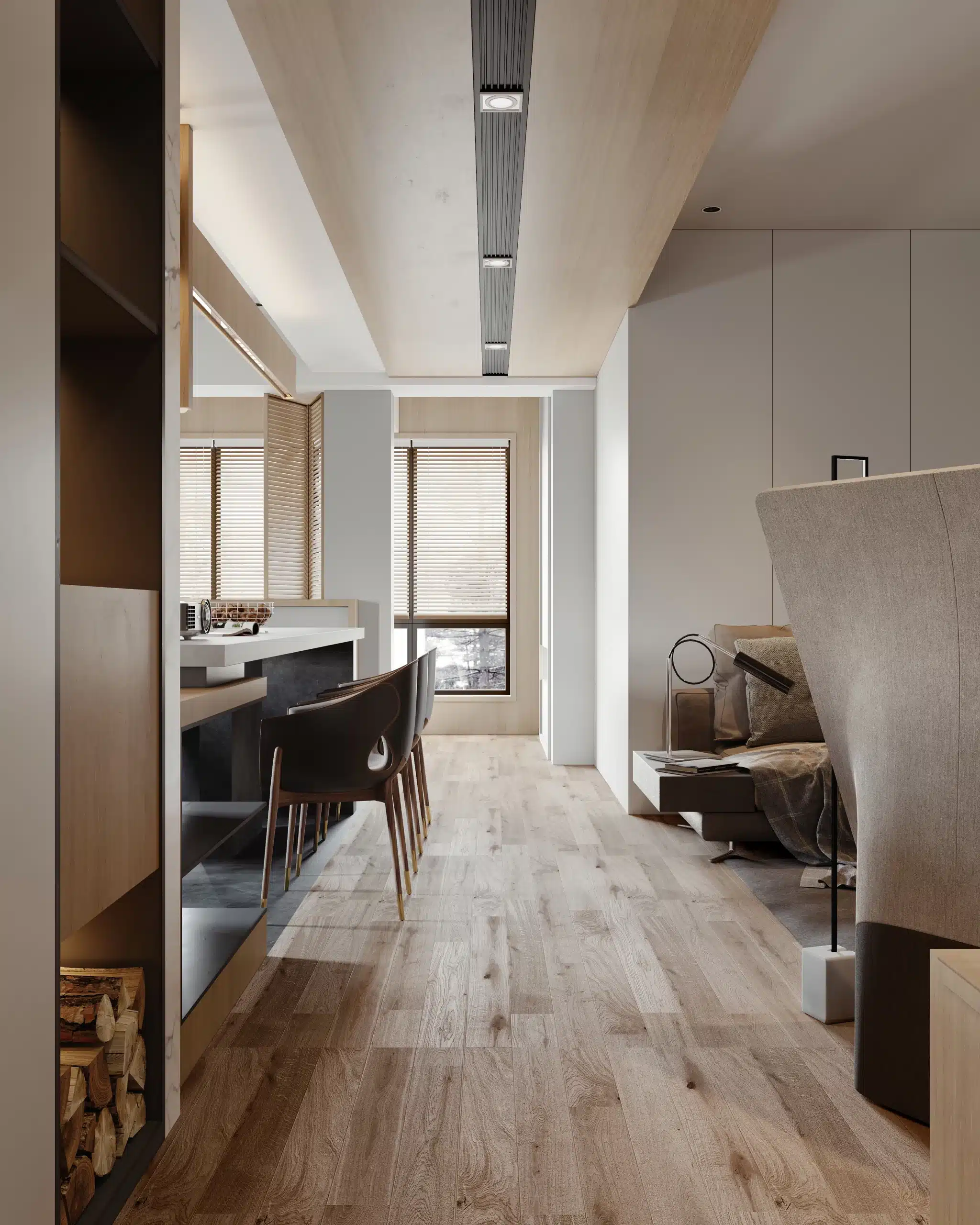 北歐風小坪數透天裝潢案例,展示白色主調、淺木紋家具與大面窗採光如何有效放大狹長型空間感。