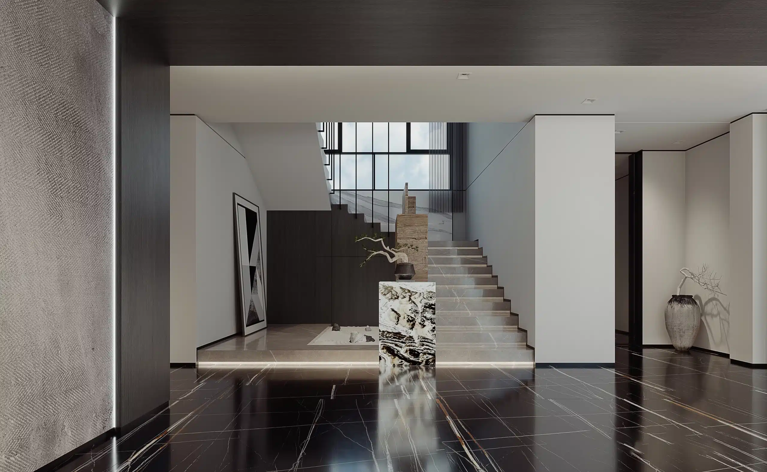 L型樓梯設計實景,利用轉角平台提供安全緩衝與休憩空間,適合一般家庭透天厝規劃。