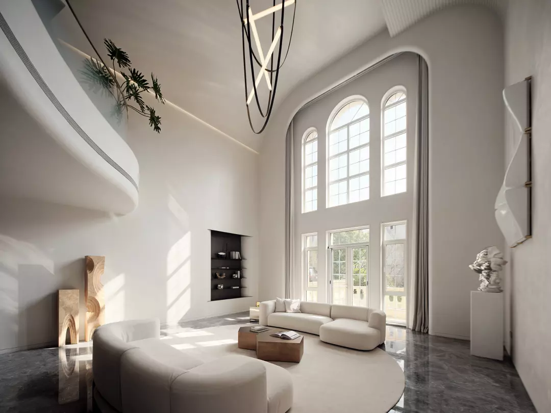 2026年現代奶油風格客廳裝潢實景,展示開闊動線與自然採光。