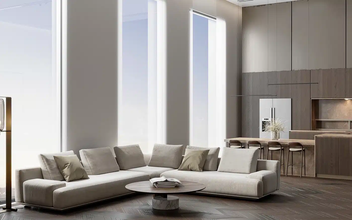 客廳地板建材指南,對比超耐磨木地板、SPC 石塑地板與磁磚的紋理,適合台灣氣候選擇。