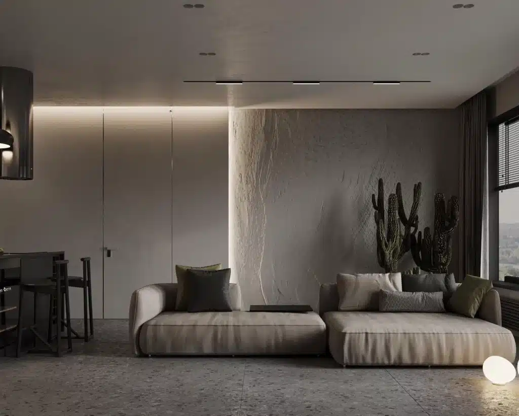 日式極簡 Japandi 風格客廳，融合原木色調與低矮家具的禪意空間。