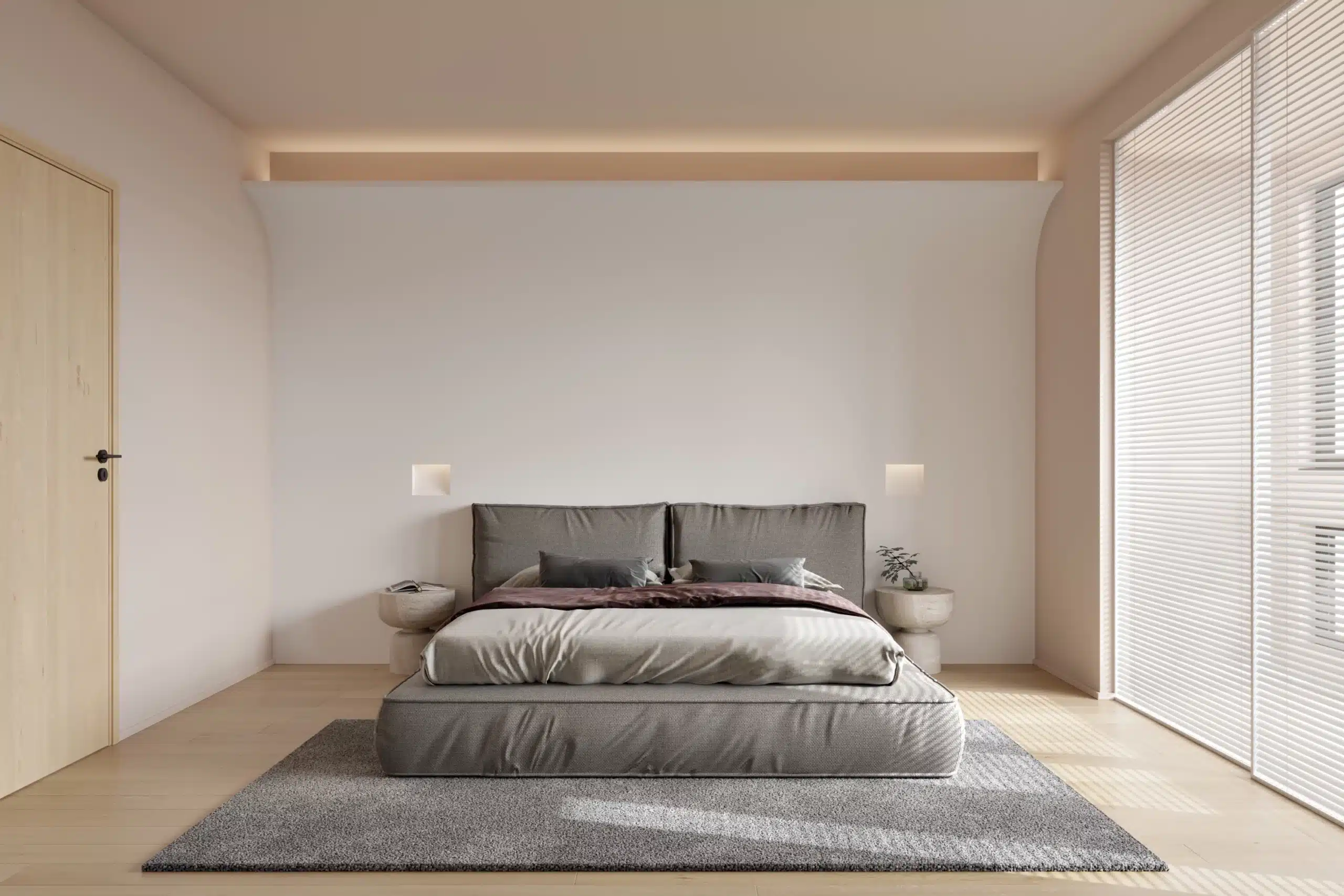 無印風房間設計細節，展示間接照明與隱藏式收納規劃