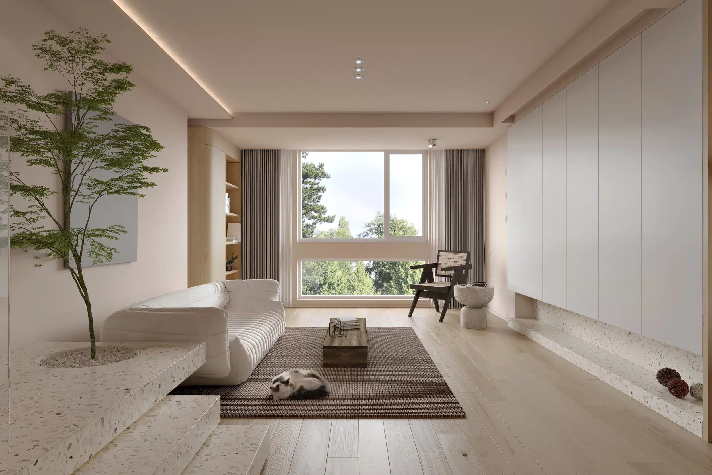 小坪數無印風收納術，利用懸浮式家具、模組化收納盒與穿透式拉門放大空間感