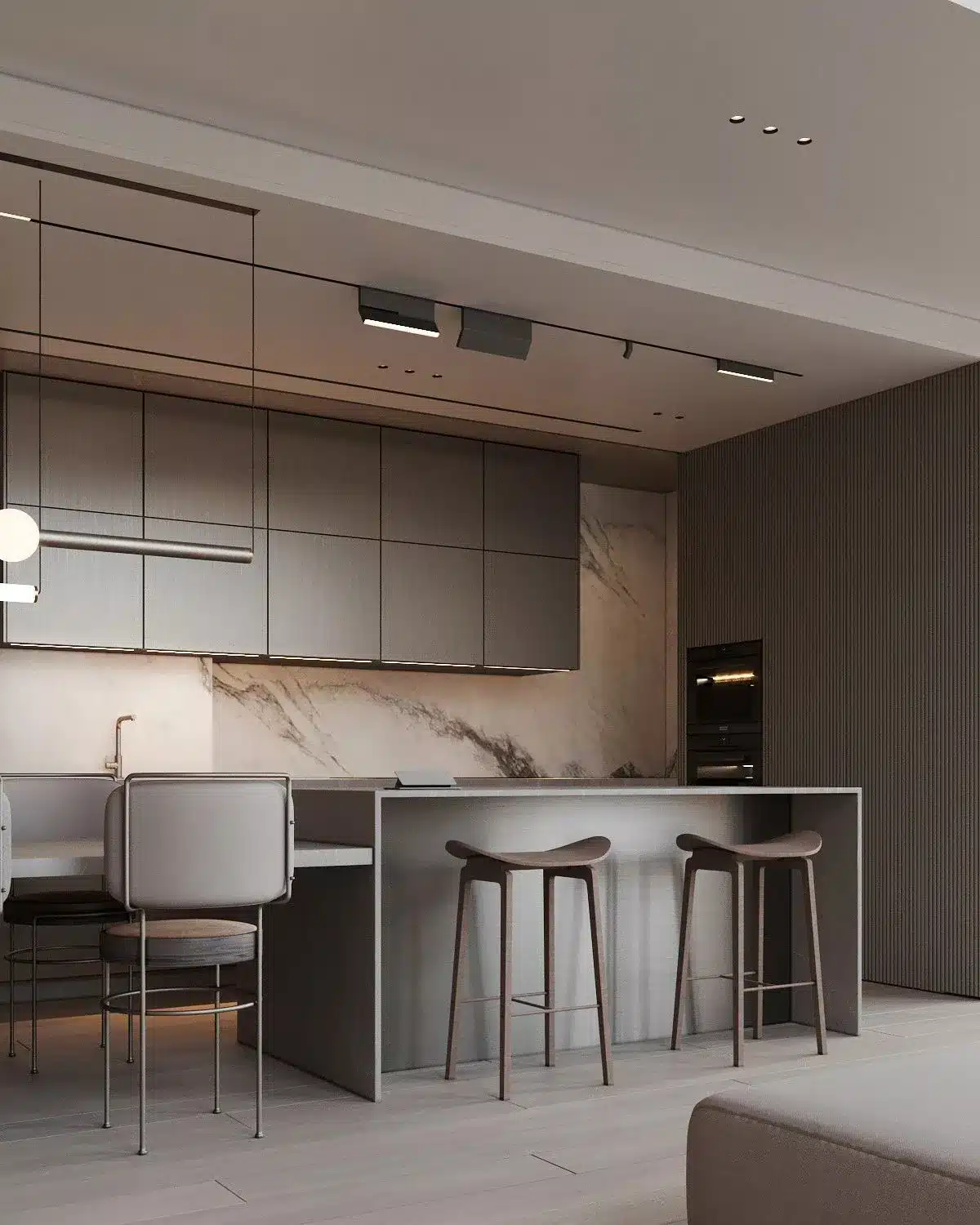 燈光與大理石搭配的示意圖