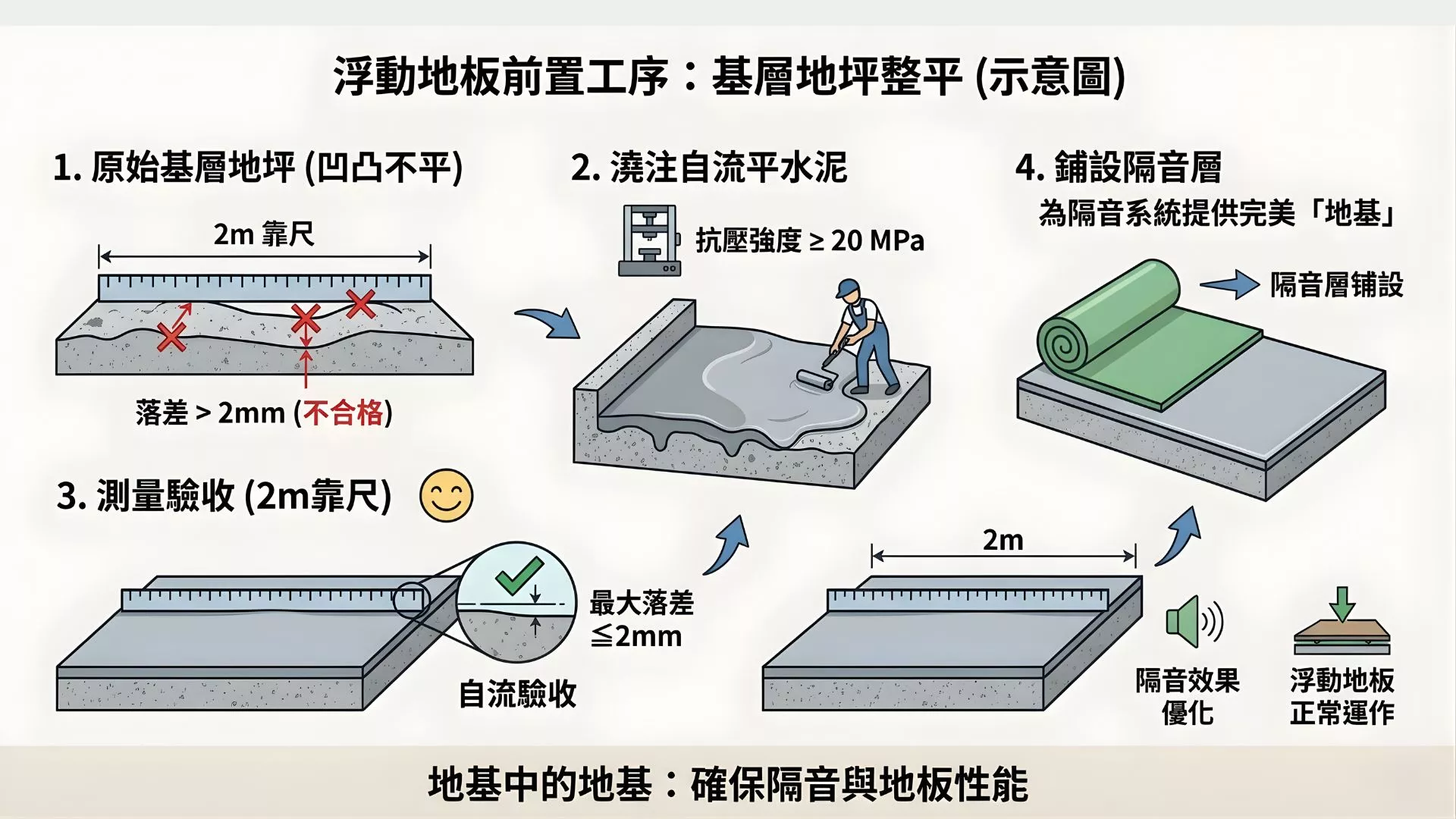 確保落差不超過2mm的施工標準示意圖