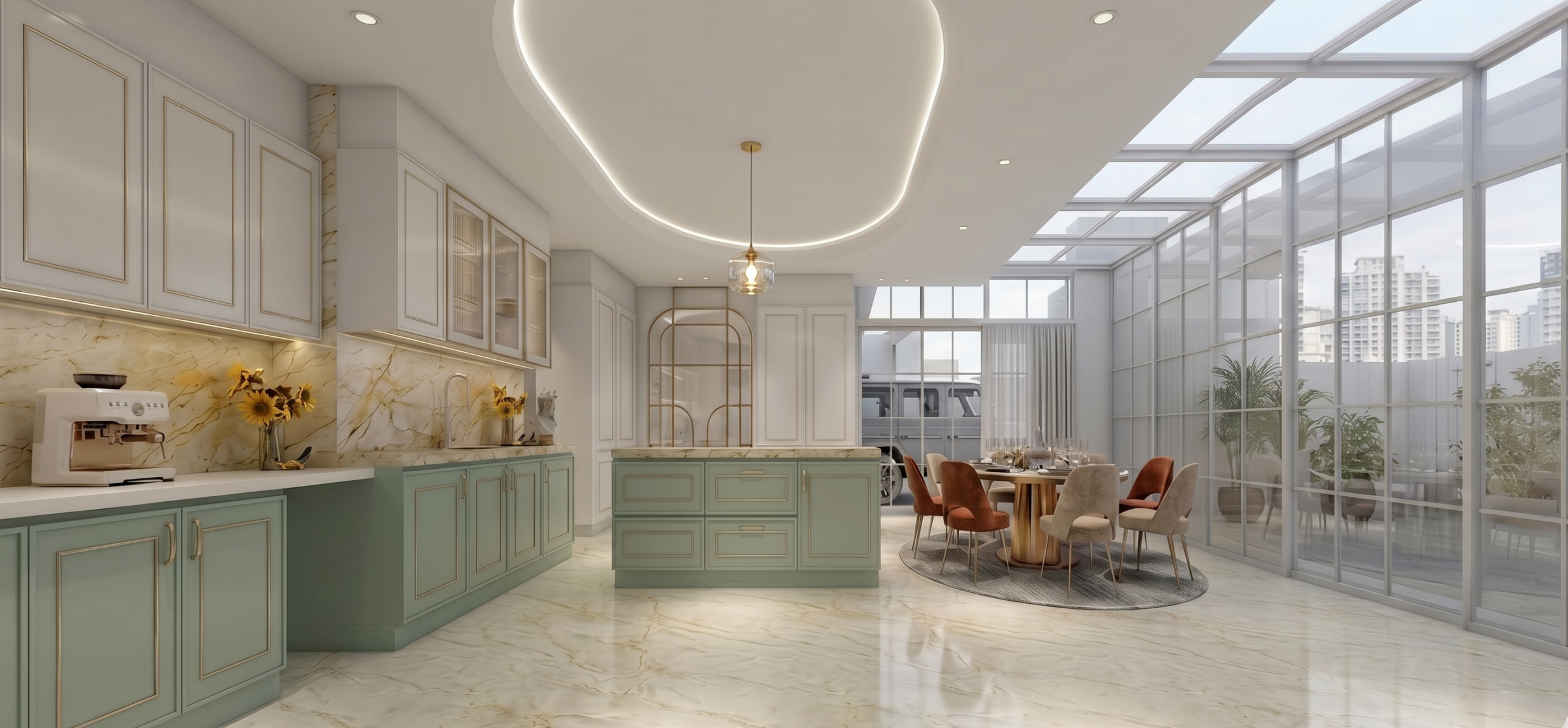 將窗外的景色借景入室讓空間質感獨一無二的美