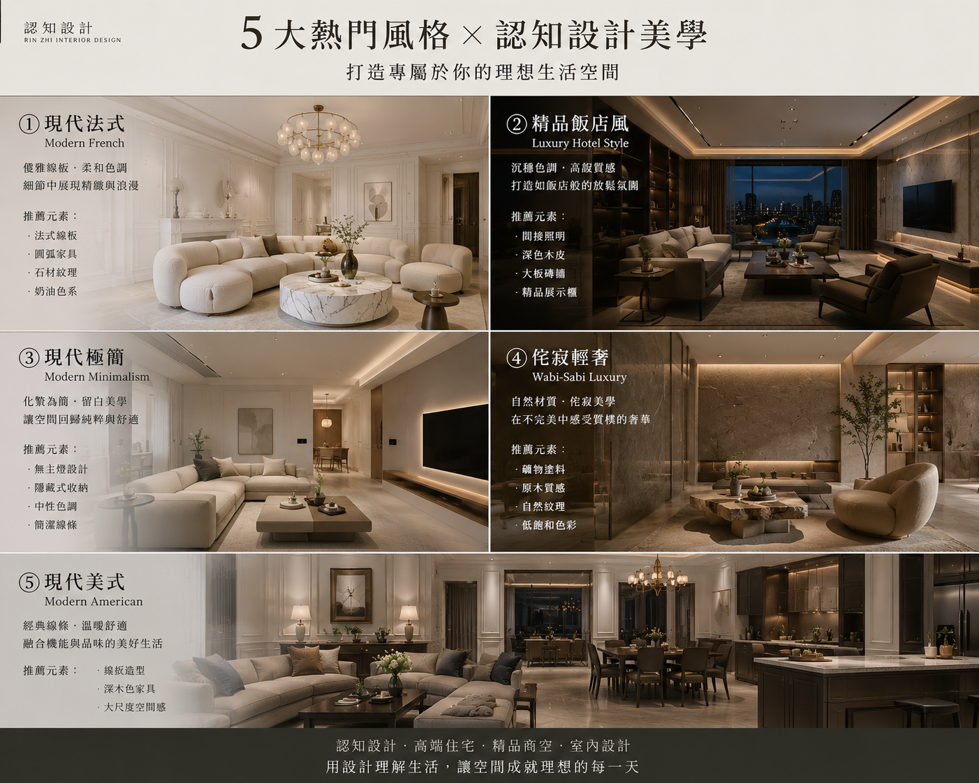 認知設計的五種豪宅設計風格圖解析